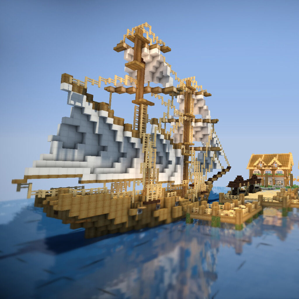 Imposantes Schiff aus Minecraft-Blöcken gebaut